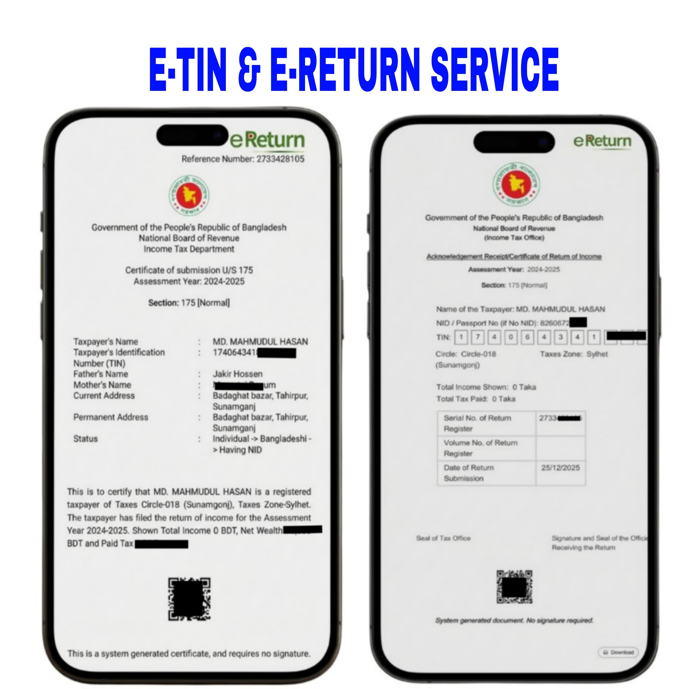 E-TIN & E-Return Service